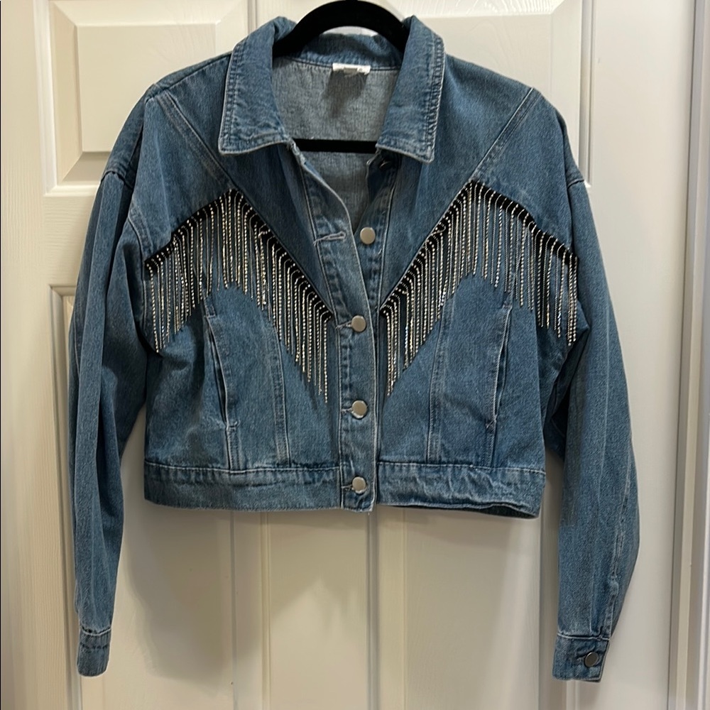 Le Lis Denim Jacket with Fringe Detail